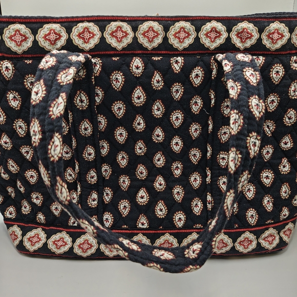 Vintage Vera Bradley Patterned Tote Bag - Black and Red - Picture 1 of 6